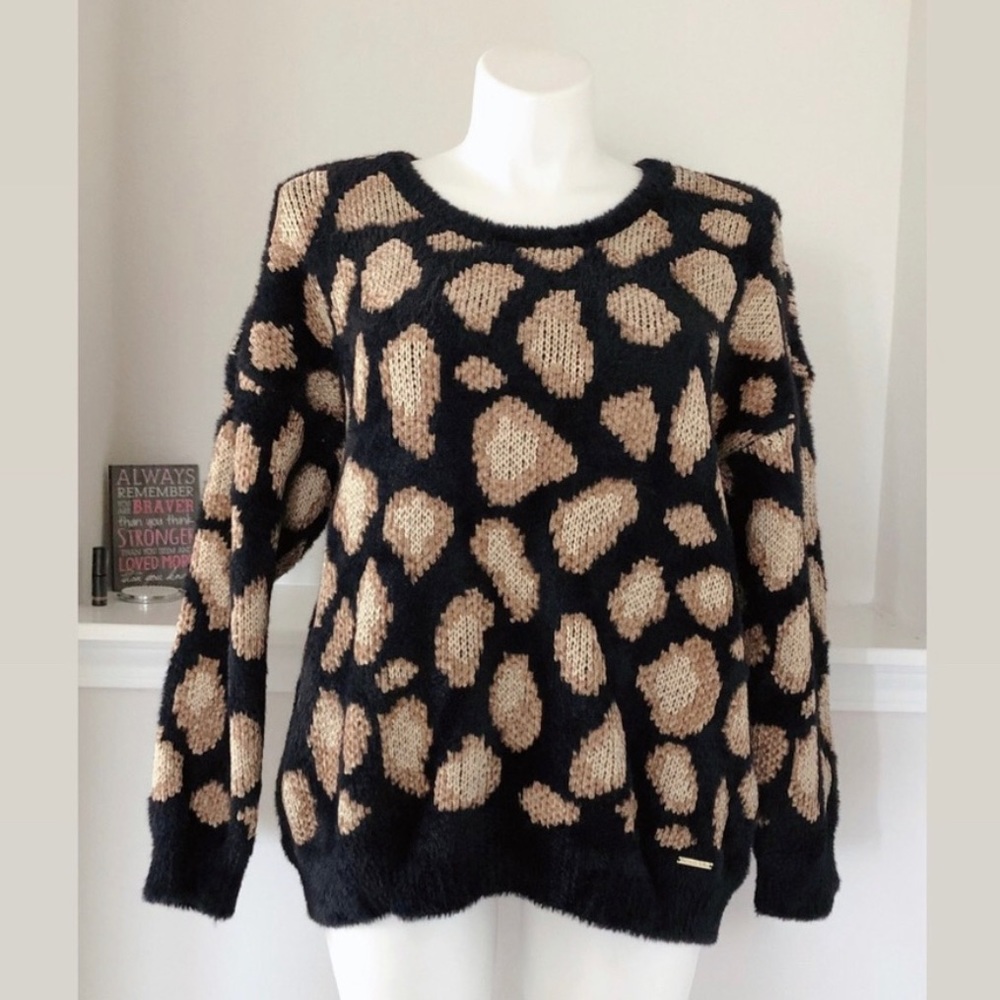 Michael Kors Crewneck Soft Dark Camel Sweater Fur Velour-Blend Size XXL NWT $155